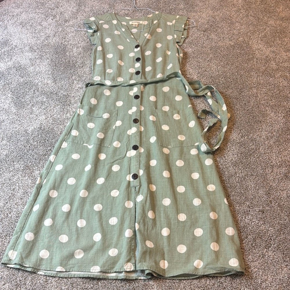 Monteau Linen/Rayon Polka Dot Dress